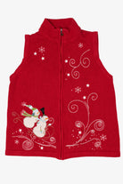 Vintage Red Christopher & Banks Snowmen Ugly Christmas Vest (1990s)