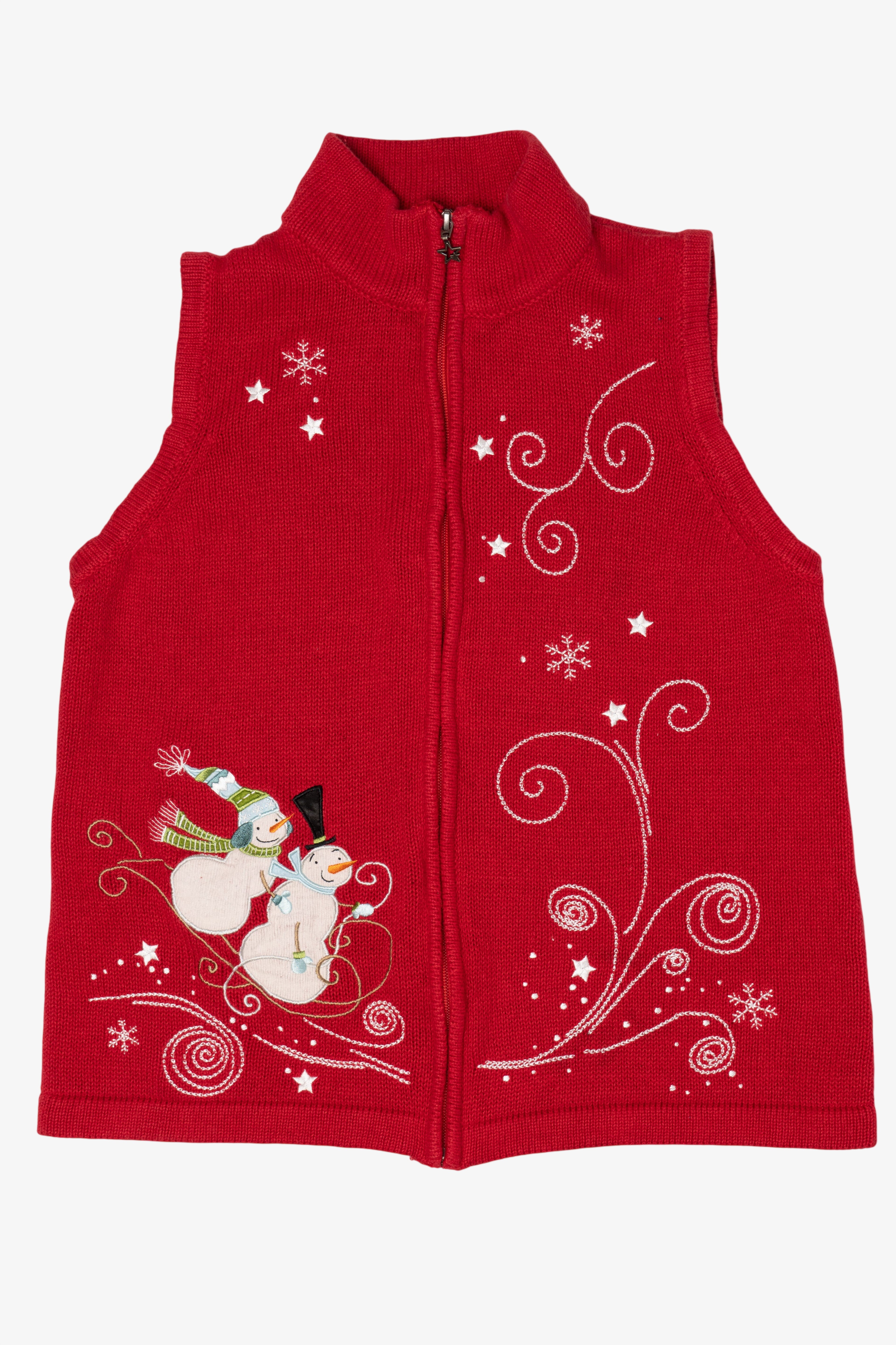 Vintage Red Christopher & Banks Snowmen Ugly Christmas Vest (1990s)