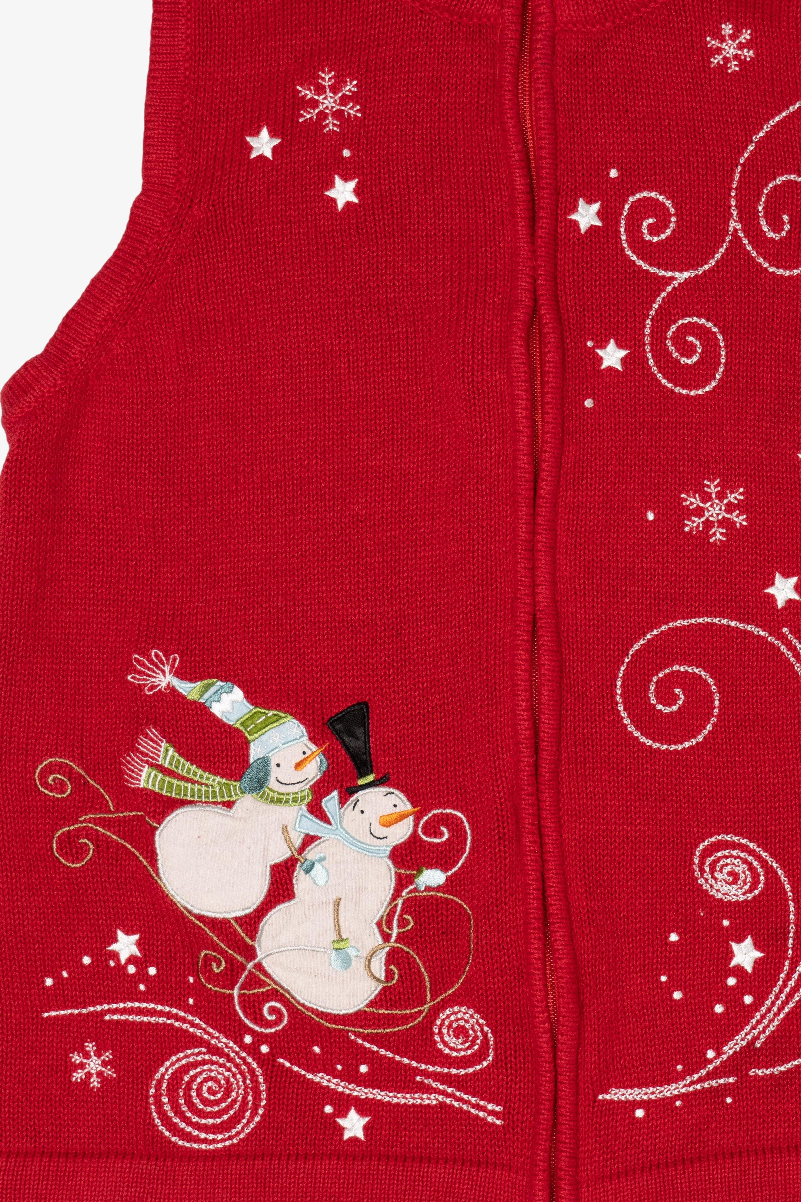 Vintage Red Christopher & Banks Snowmen Ugly Christmas Vest (1990s)