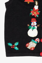 Vintage Black Lisa International Snowmen Ugly Christmas Vest (1990s)