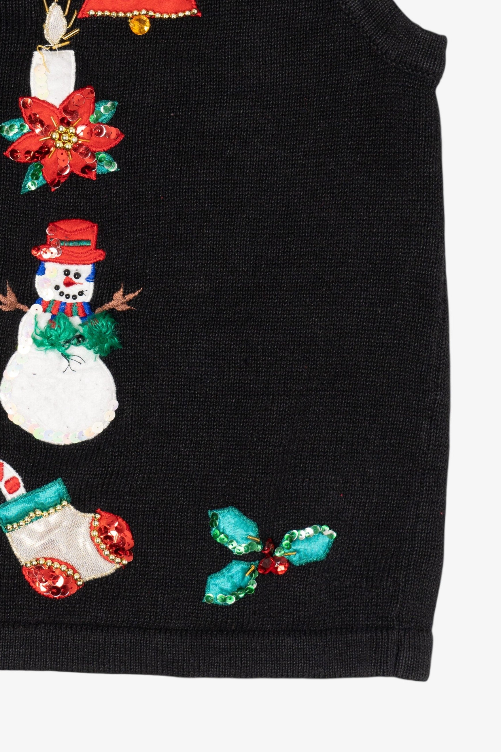 Vintage Black Lisa International Snowmen Ugly Christmas Vest (1990s)