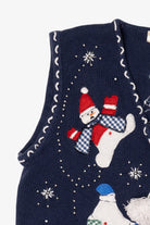 Vintage Navy Blue Bobbie Brooks Snowmen Ugly Christmas Vest (1990s)