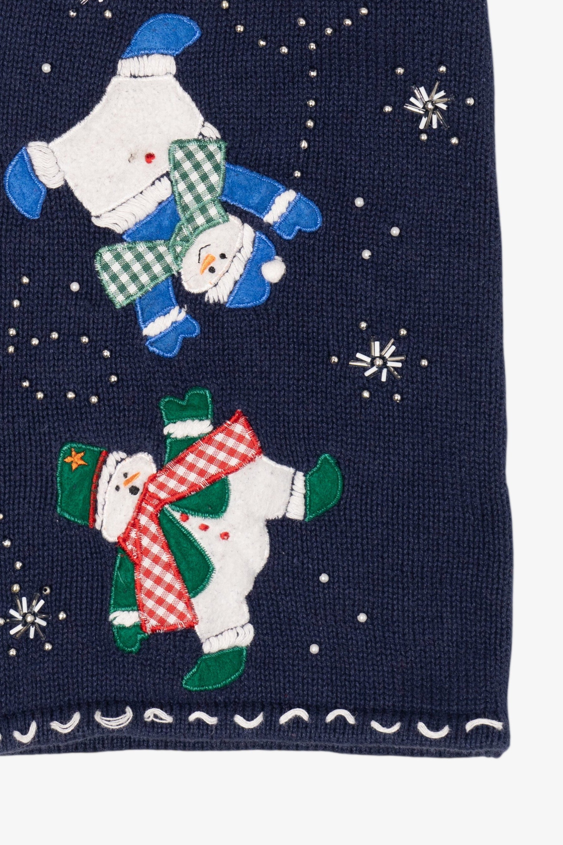 Vintage Navy Blue Bobbie Brooks Snowmen Ugly Christmas Vest (1990s)
