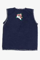 Vintage Navy Blue Bobbie Brooks Snowmen Ugly Christmas Vest (1990s)