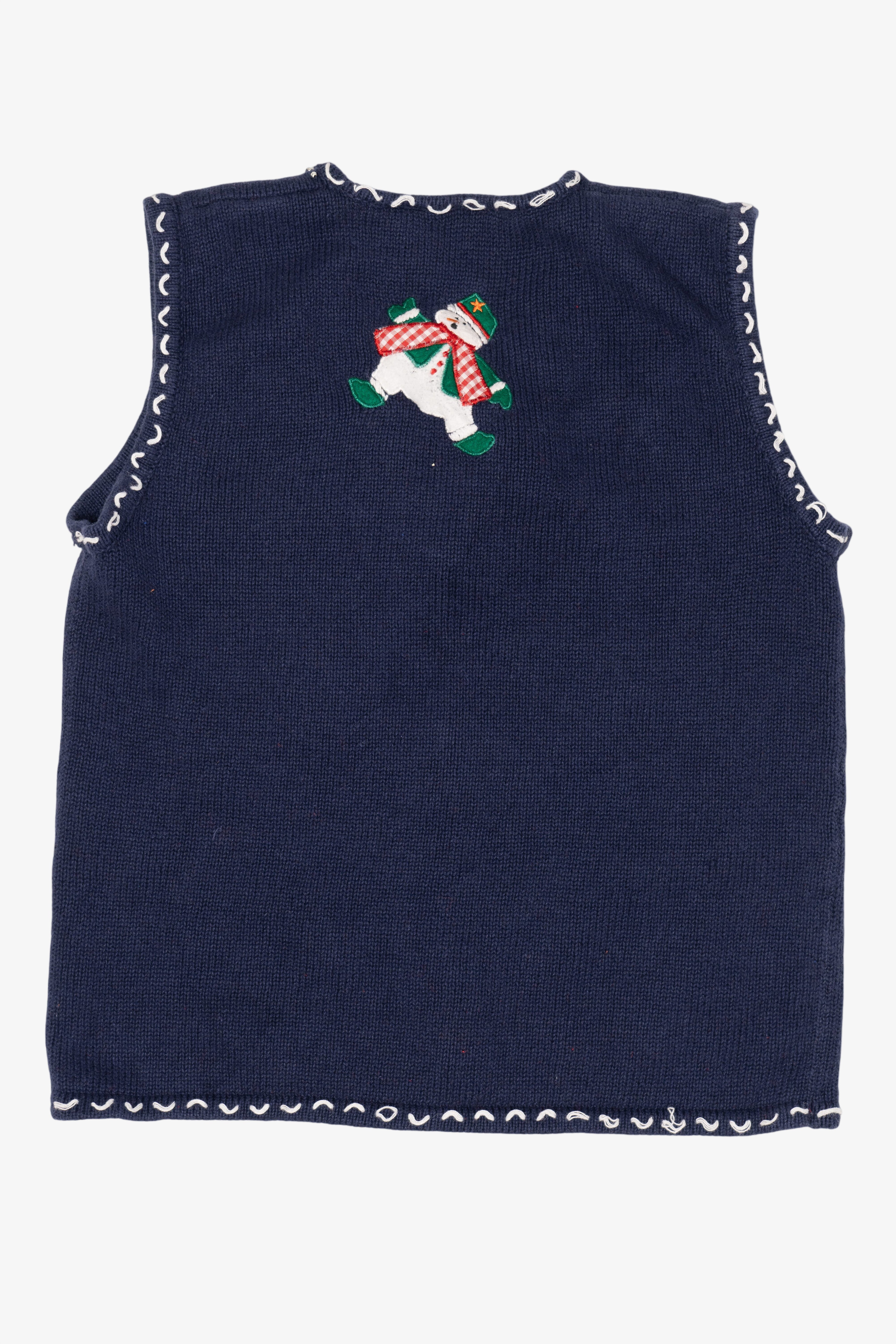 Vintage Navy Blue Bobbie Brooks Snowmen Ugly Christmas Vest (1990s)