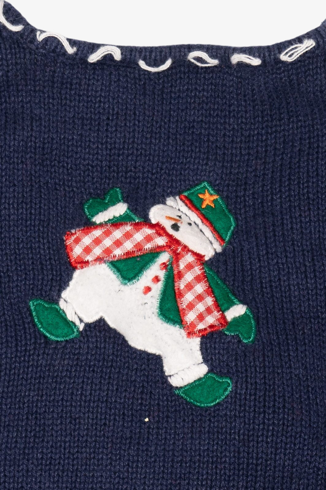 Vintage Navy Blue Bobbie Brooks Snowmen Ugly Christmas Vest (1990s)