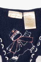 Vintage Navy Blue Bobbie Brooks Snowmen Ugly Christmas Vest (1990s)