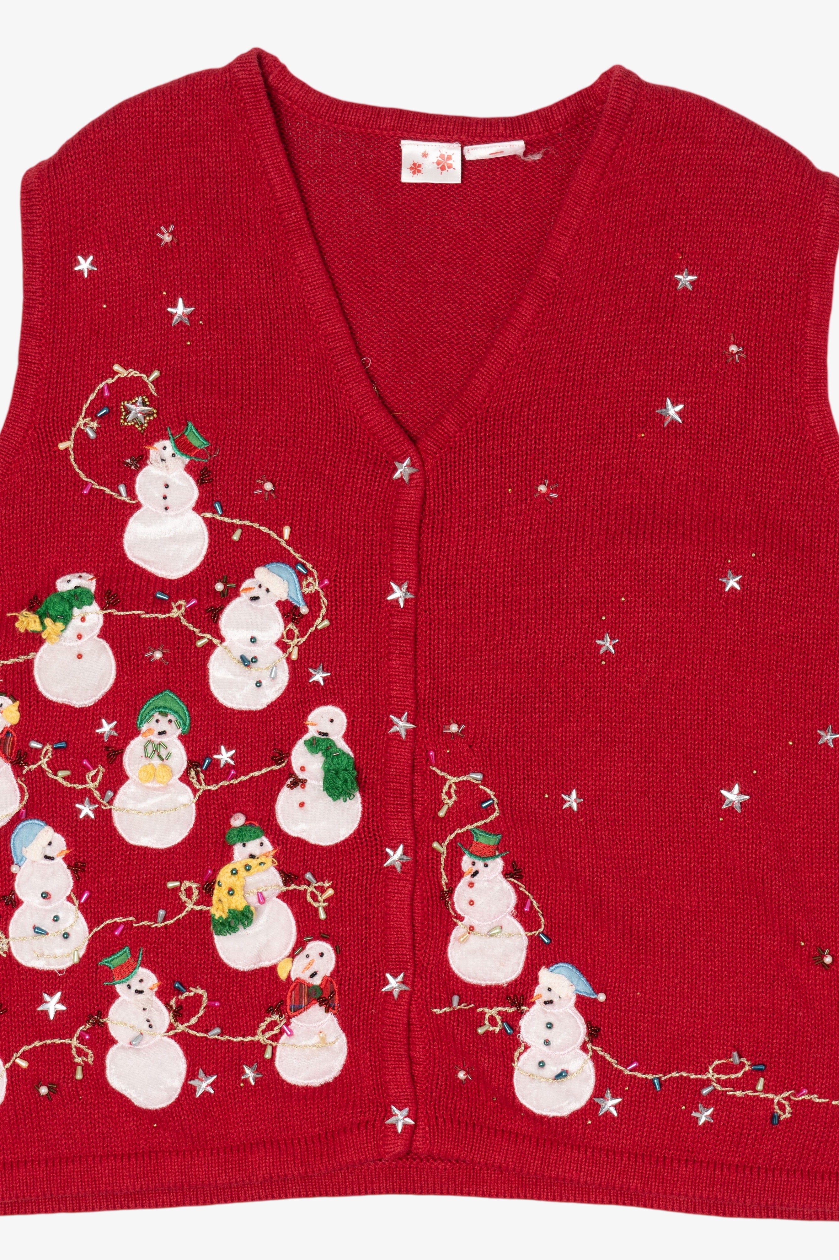 Vintage Red Snowmen Ugly Christmas Vest (1990s)