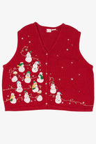 Vintage Red Snowmen Ugly Christmas Vest (1990s)