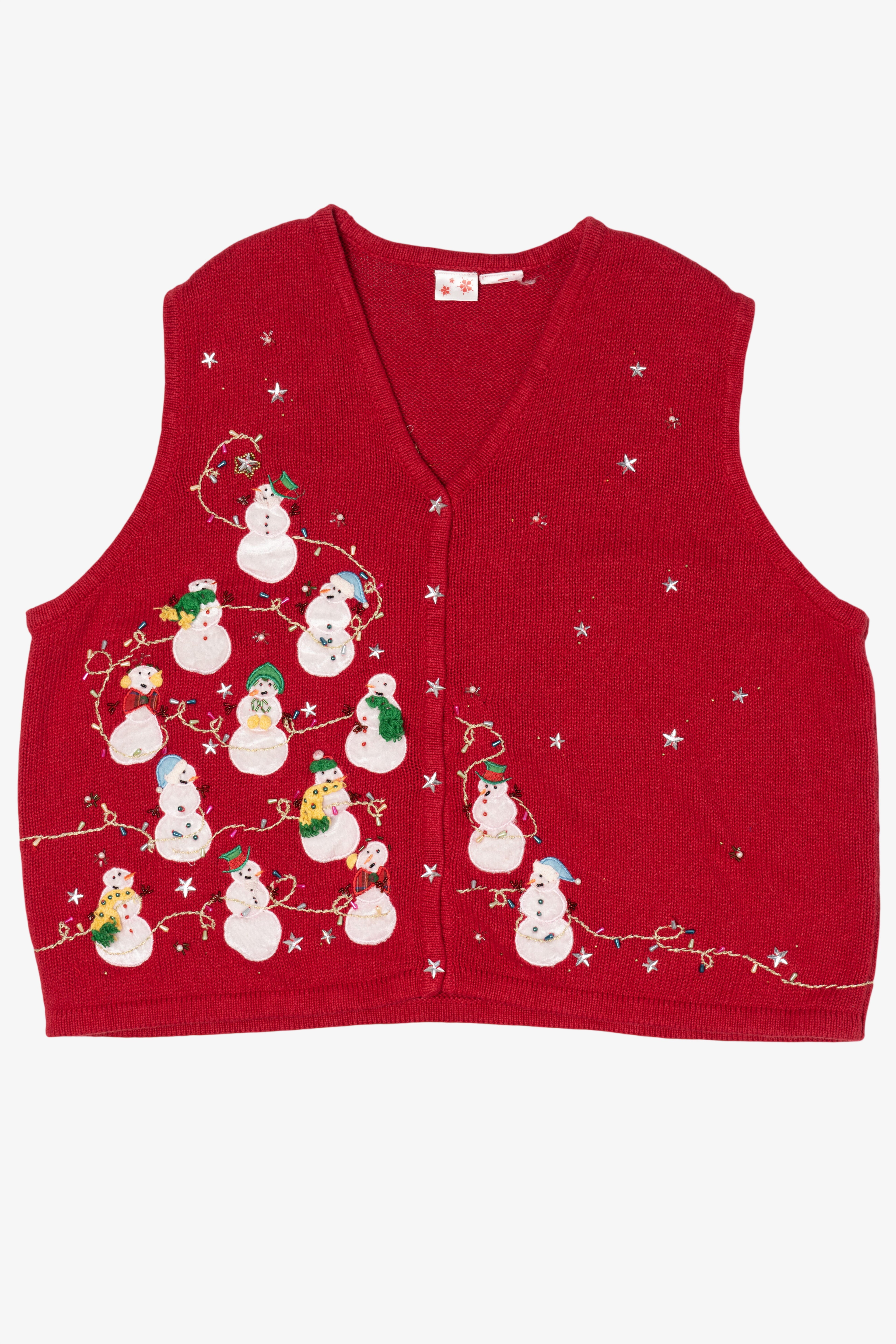 Vintage Red Snowmen Ugly Christmas Vest (1990s)