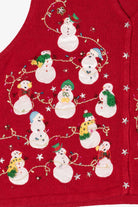 Vintage Red Snowmen Ugly Christmas Vest (1990s)