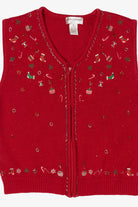 Vintage Red Draper's & Damon's Ugly Christmas Vest (1990s)