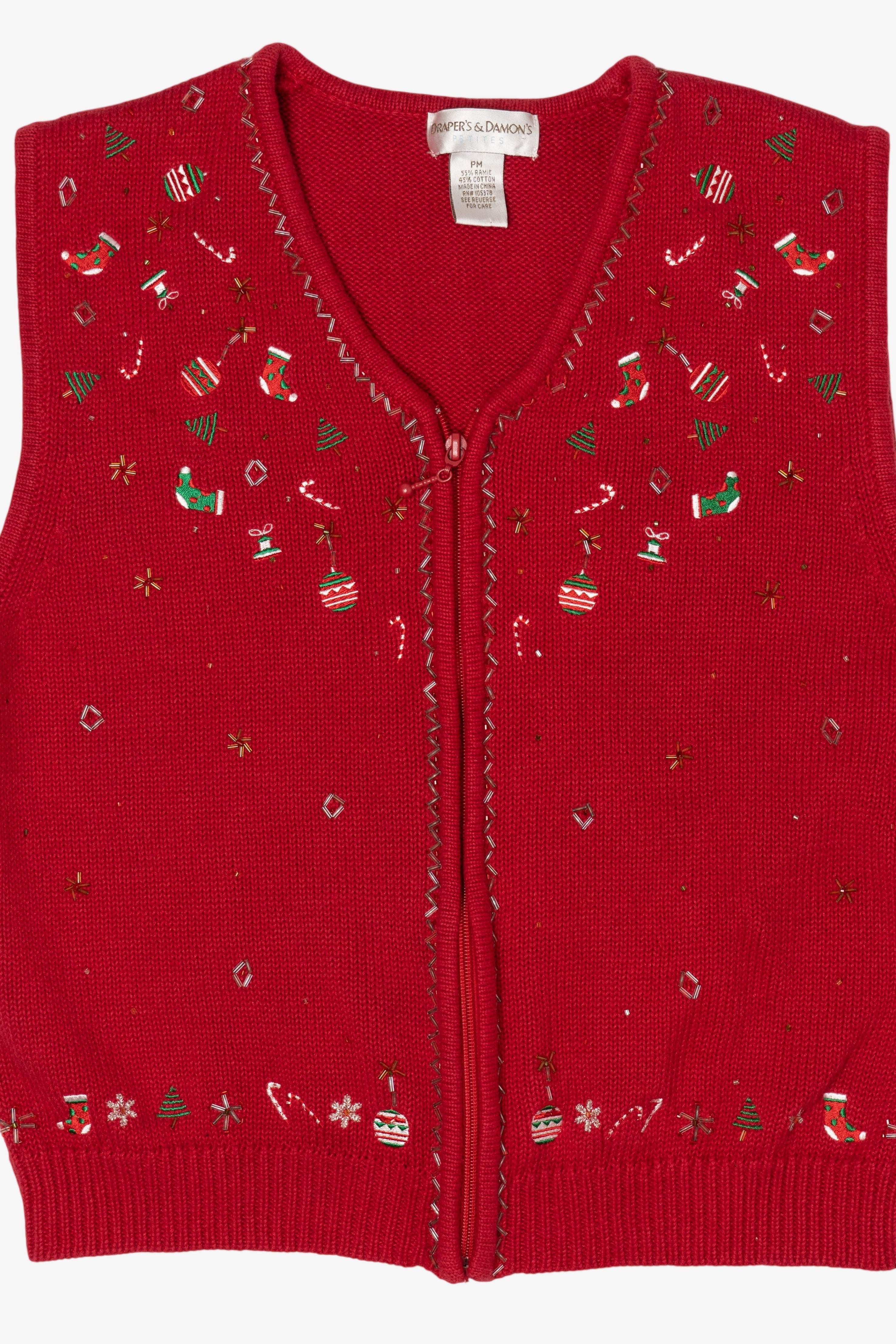 Vintage Red Draper's & Damon's Ugly Christmas Vest (1990s)