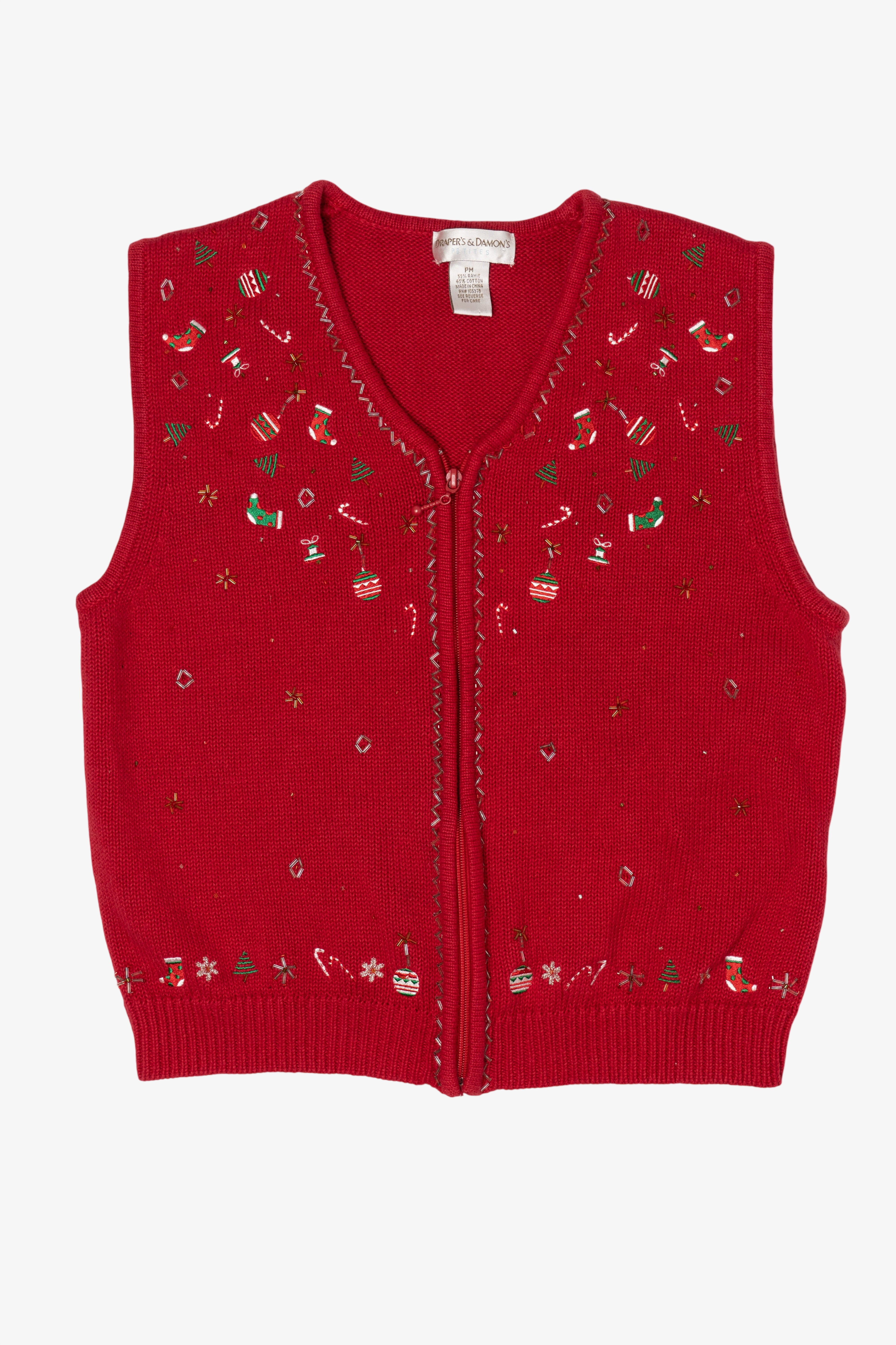 Vintage Red Draper's & Damon's Ugly Christmas Vest (1990s)
