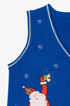 Vintage Blue Santa Fireplace Ugly Christmas Vest (1990s)