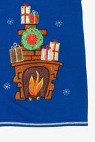 Vintage Blue Santa Fireplace Ugly Christmas Vest (1990s)