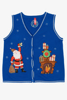 Vintage Blue Santa Fireplace Ugly Christmas Vest (1990s)