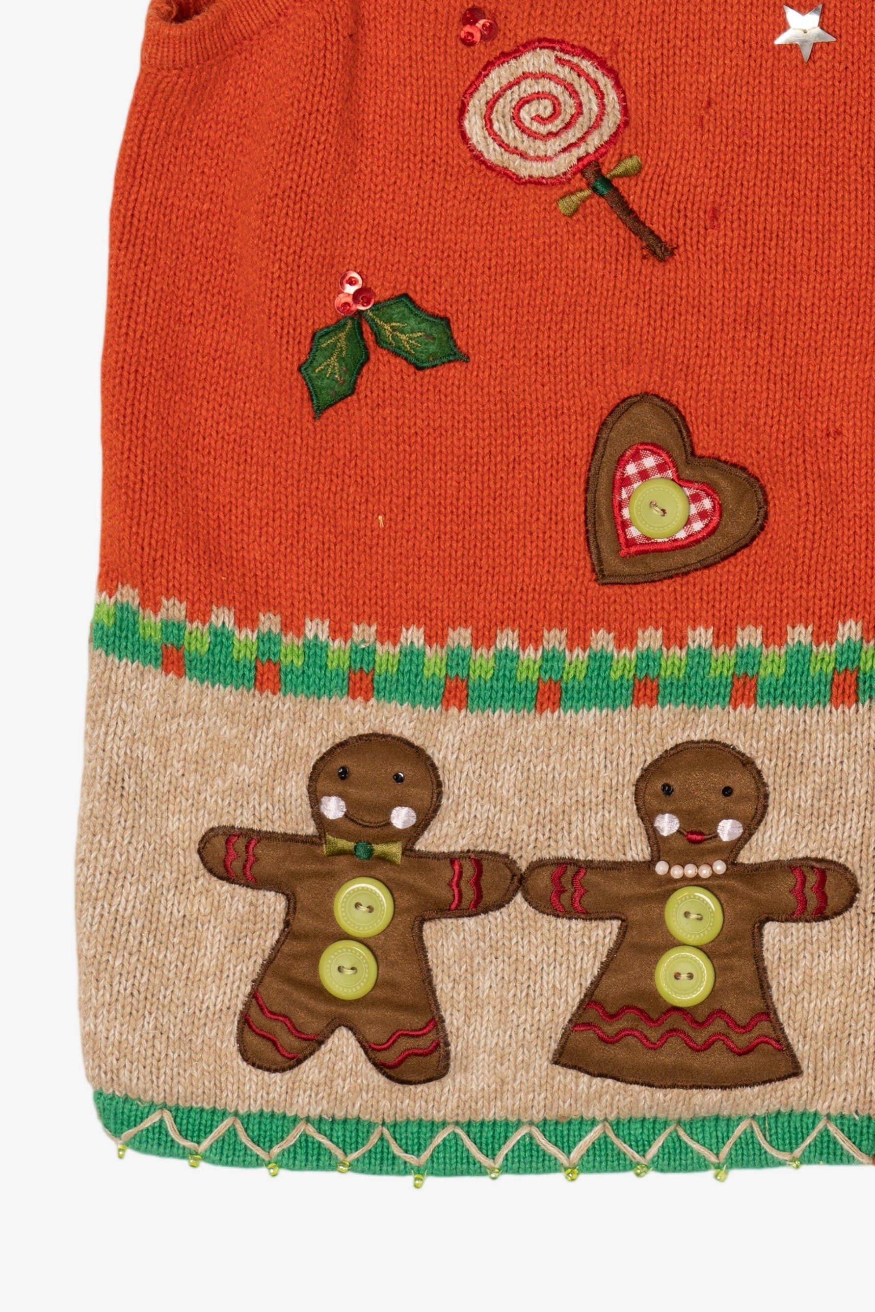 Vintage Orange Gingerbread Ugly Christmas Vest (1990s)