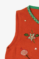 Vintage Orange Gingerbread Ugly Christmas Vest (1990s)