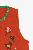 Vintage Orange Gingerbread Ugly Christmas Vest (1990s)