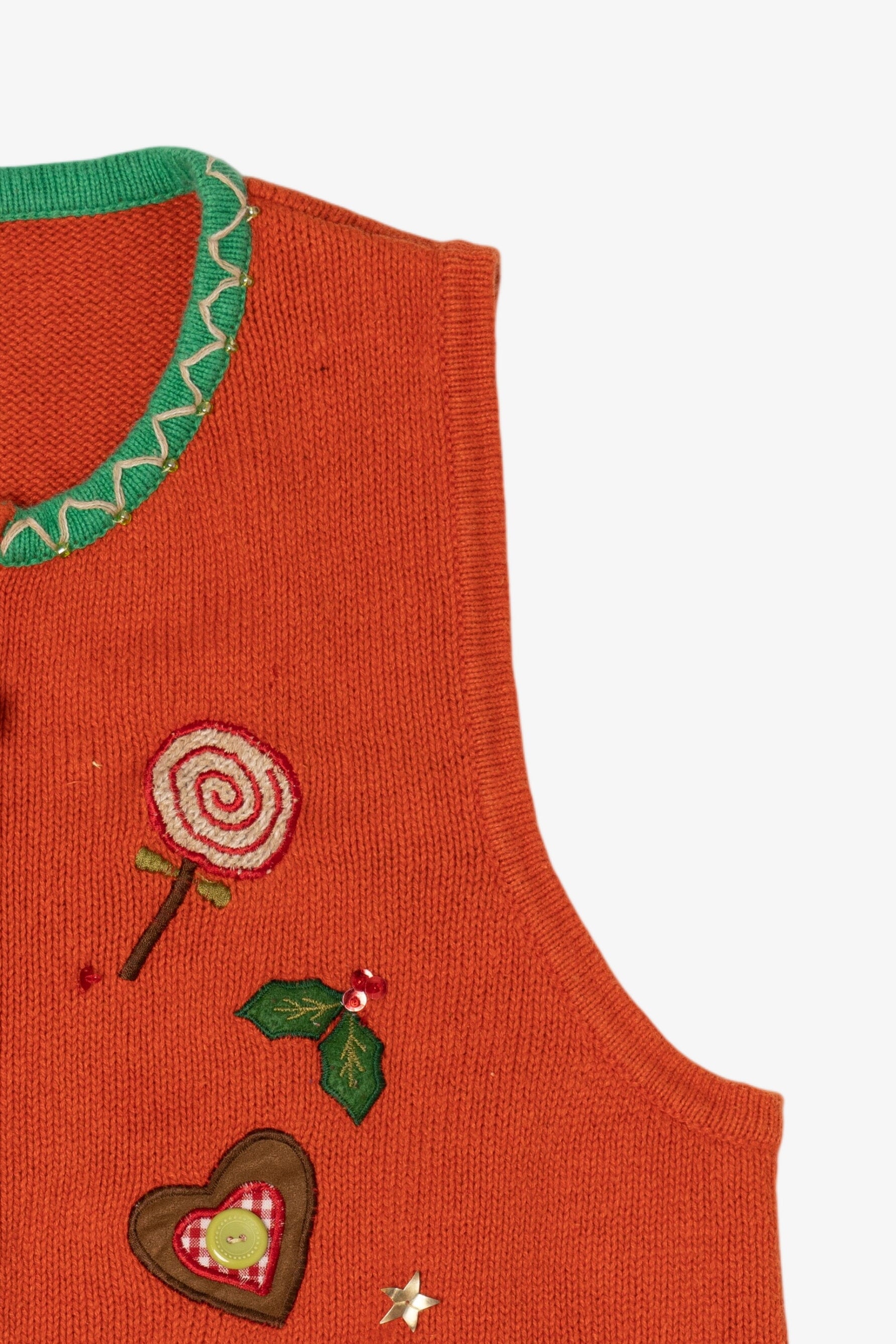 Vintage Orange Gingerbread Ugly Christmas Vest (1990s)