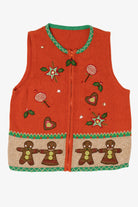Vintage Orange Gingerbread Ugly Christmas Vest (1990s)