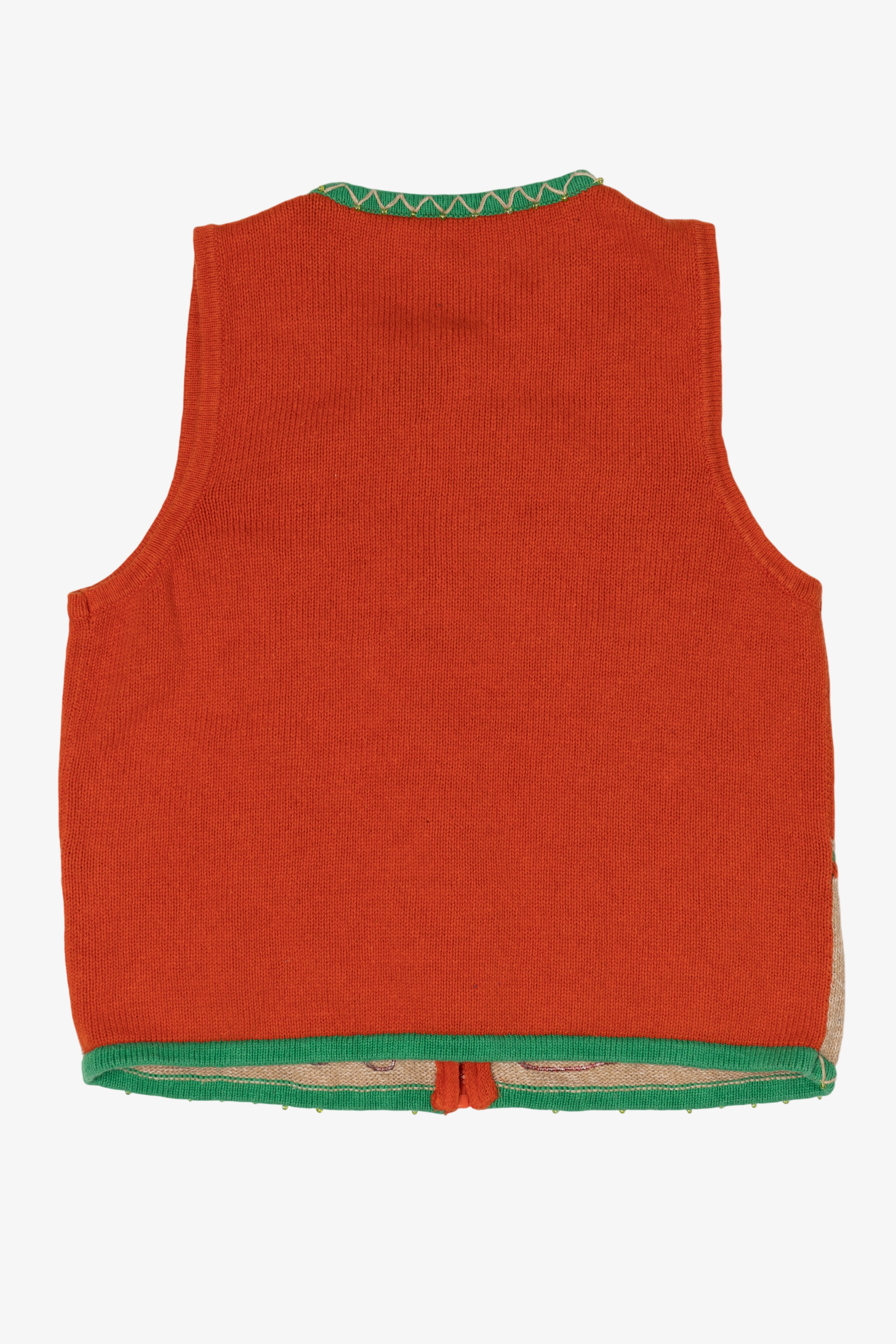 Vintage Orange Gingerbread Ugly Christmas Vest (1990s)