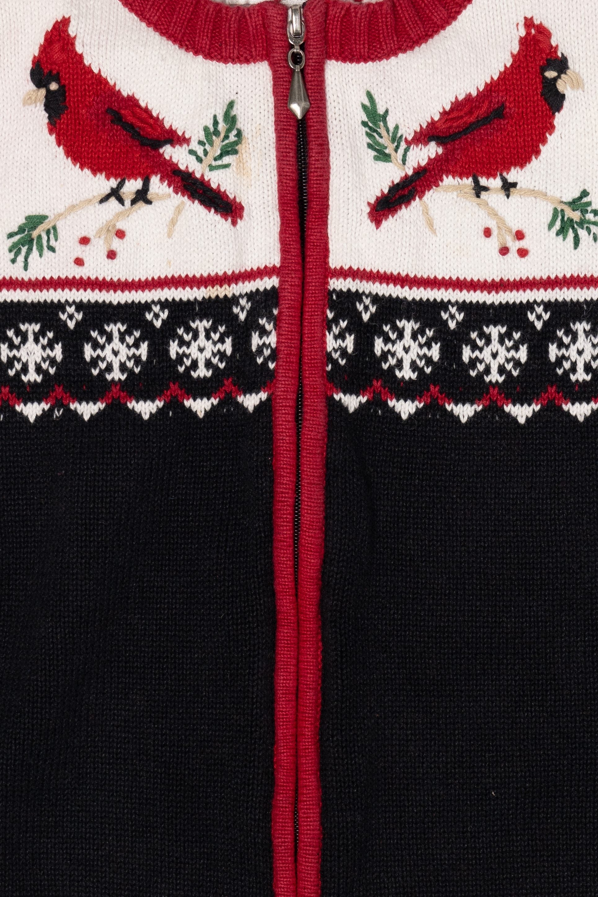 Vintage Hand Embroidered Christopher & Banks Cardinals Ugly Christmas Vest (1990s)