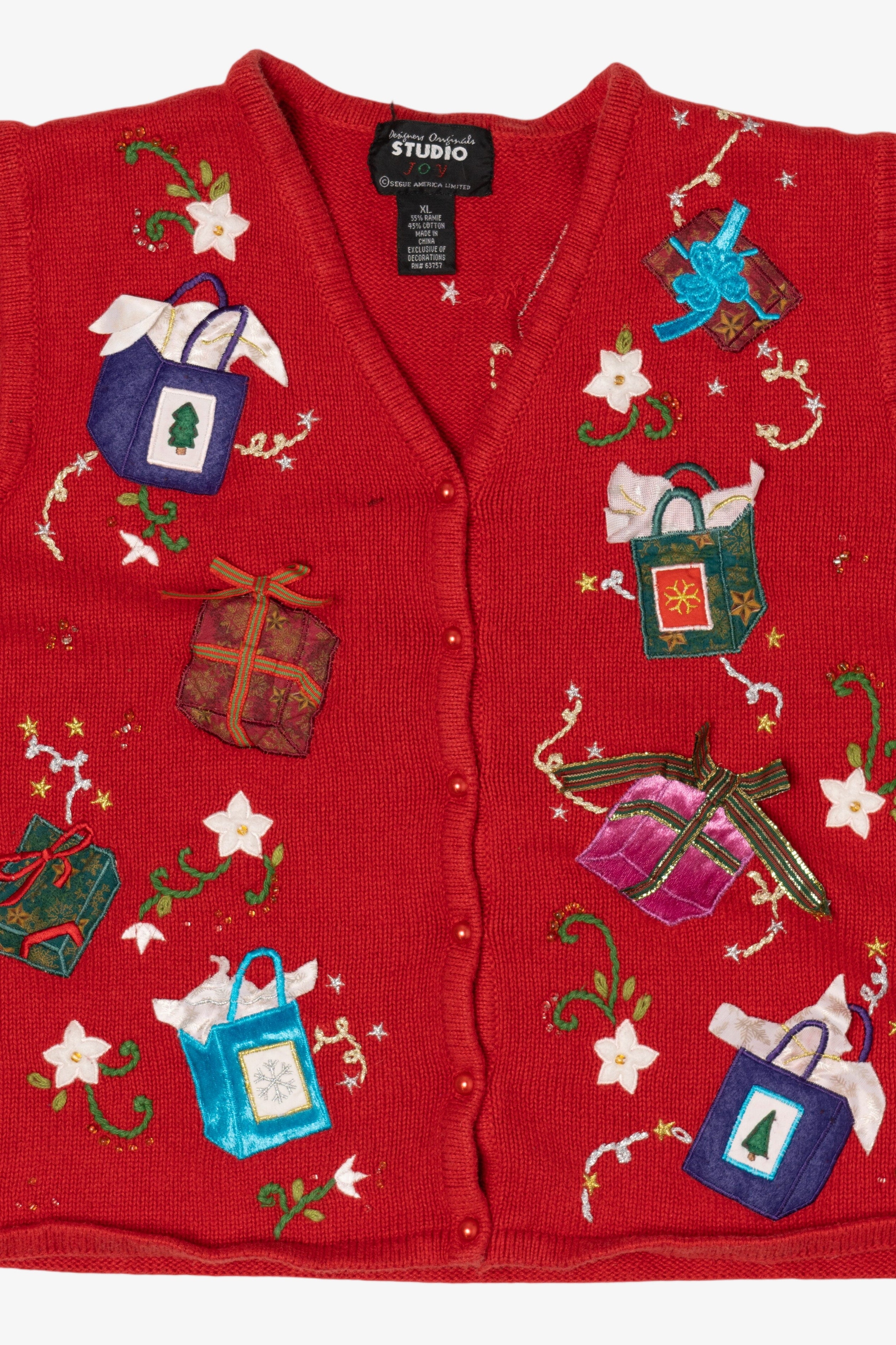 Vintage Red Studio Joy Presents Ugly Christmas Vest (1990s)