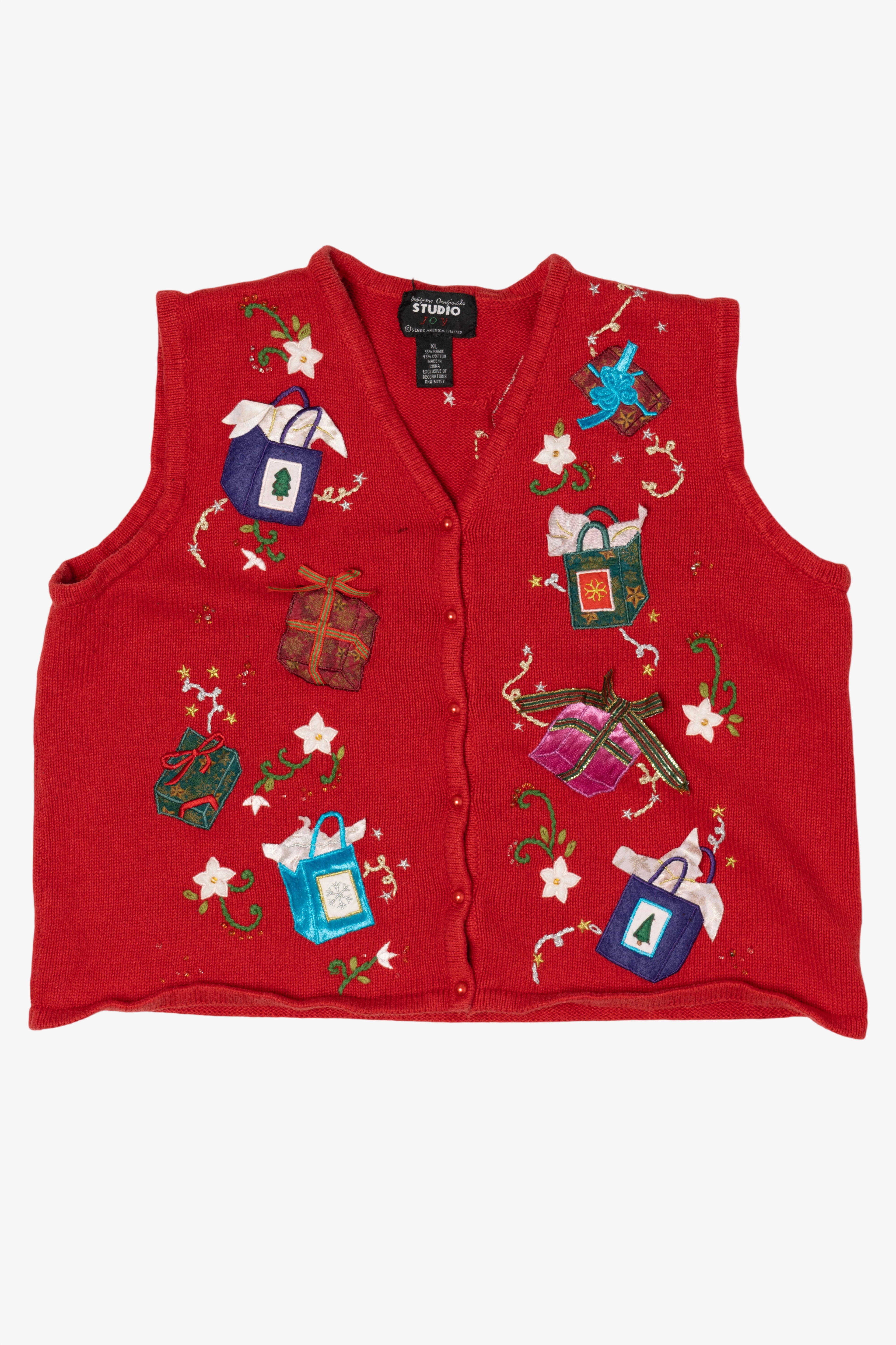Vintage Red Studio Joy Presents Ugly Christmas Vest (1990s)