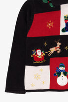 Vintage Black Crystal Kobe Snowmen Christmas Cardigan (1990s)