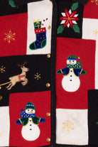 Vintage Black Crystal Kobe Snowmen Christmas Cardigan (1990s)