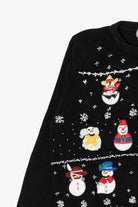 Vintage Black B.P Design Snowmen Christmas Cardigan (1990s)