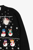 Vintage Black B.P Design Snowmen Christmas Cardigan (1990s)