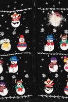 Vintage Black B.P Design Snowmen Christmas Cardigan (1990s)