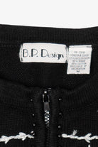 Vintage Black B.P Design Snowmen Christmas Cardigan (1990s)