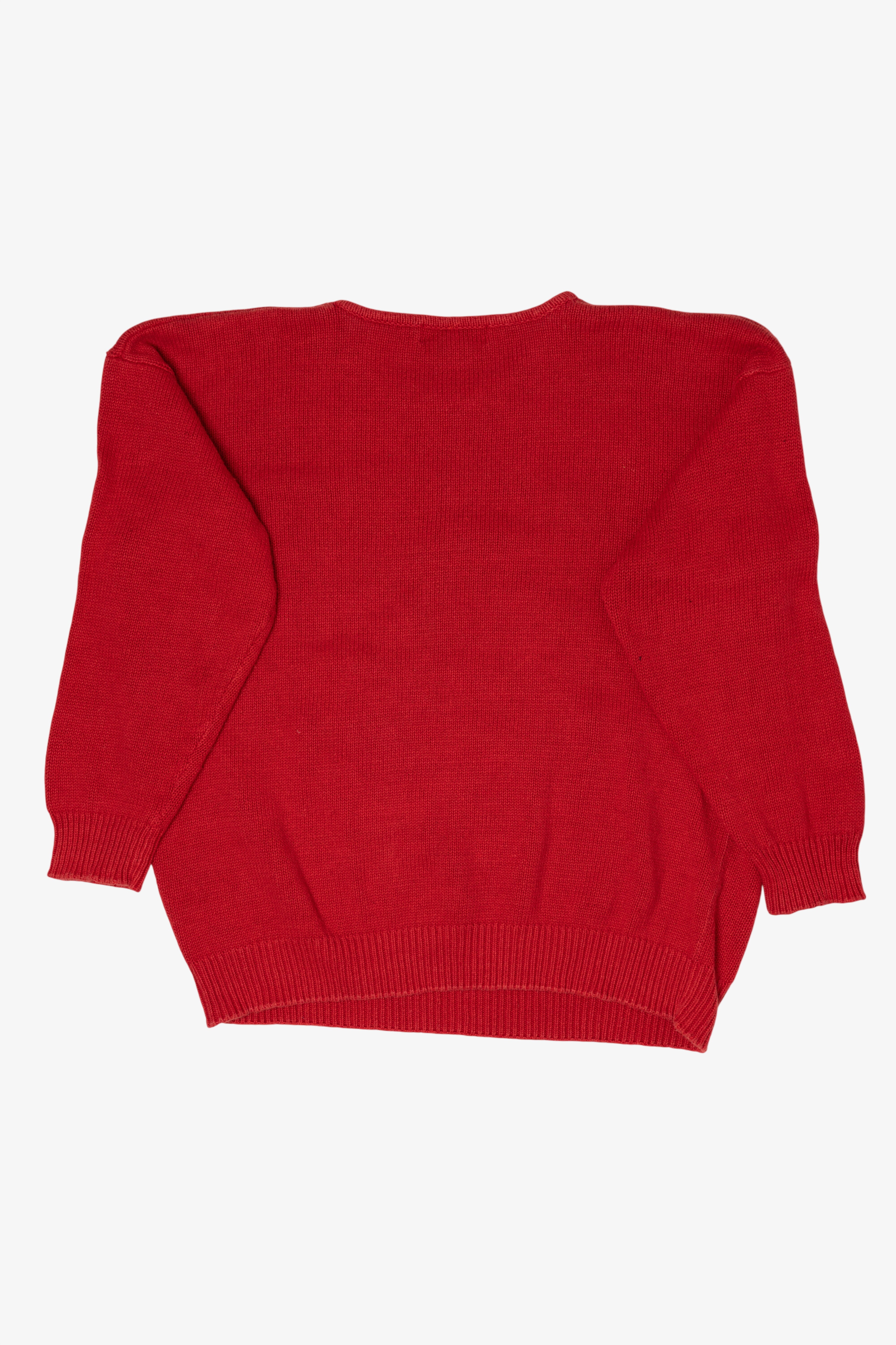 Vintage Red Work in Progress Tree Ugly Christmas Sweater (1990s)