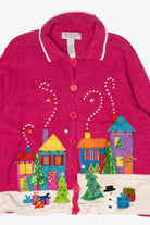 Vintage Pink Tiara International Christmas Cardigan (2000s)