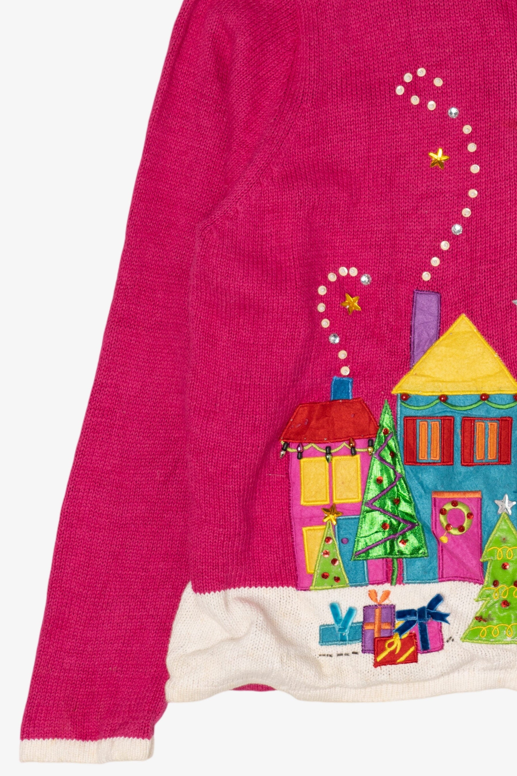 Vintage Pink Tiara International Christmas Cardigan (2000s)