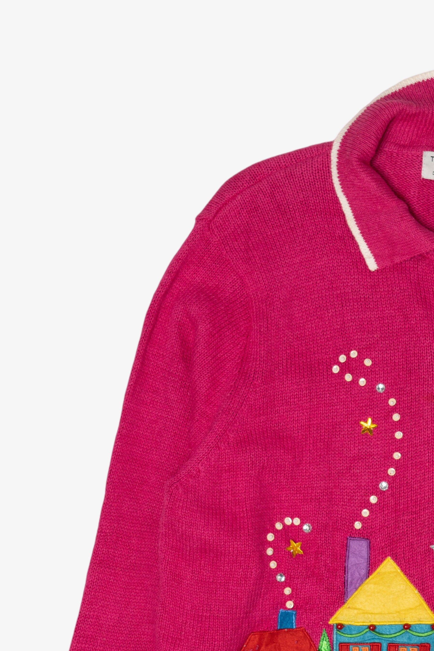 Vintage Pink Tiara International Christmas Cardigan (2000s)