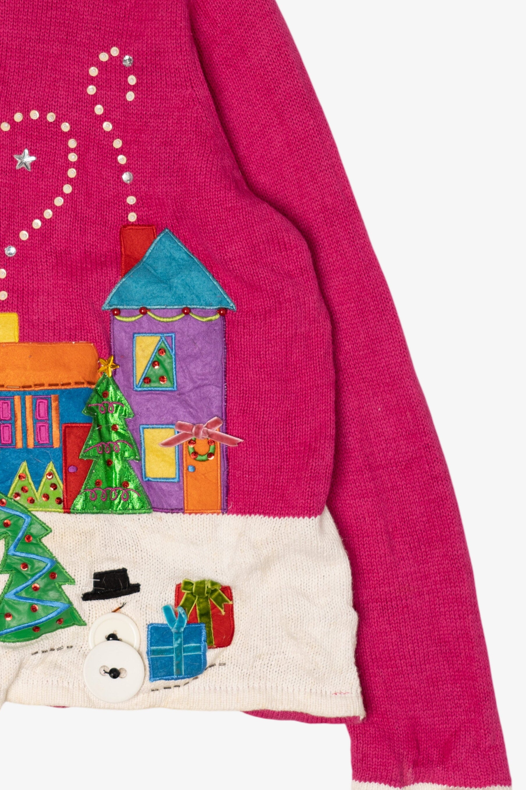 Vintage Pink Tiara International Christmas Cardigan (2000s)