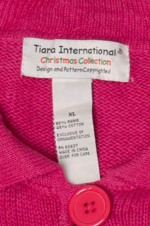 Vintage Pink Tiara International Christmas Cardigan (2000s)