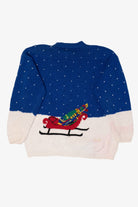 Vintage Distressed Hand Knit Santa Golfing Christmas Pullover (1990s)