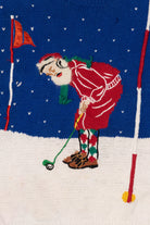 Vintage Distressed Hand Knit Santa Golfing Christmas Pullover (1990s)