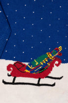 Vintage Distressed Hand Knit Santa Golfing Christmas Pullover (1990s)