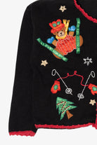 Vintage Black Nutcracker Teddy Bears Christmas Cardigan (1990s)
