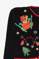 Vintage Black Nutcracker Teddy Bears Christmas Cardigan (1990s)