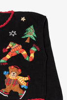 Vintage Black Nutcracker Teddy Bears Christmas Cardigan (1990s)