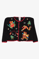 Vintage Black Nutcracker Teddy Bears Christmas Cardigan (1990s)