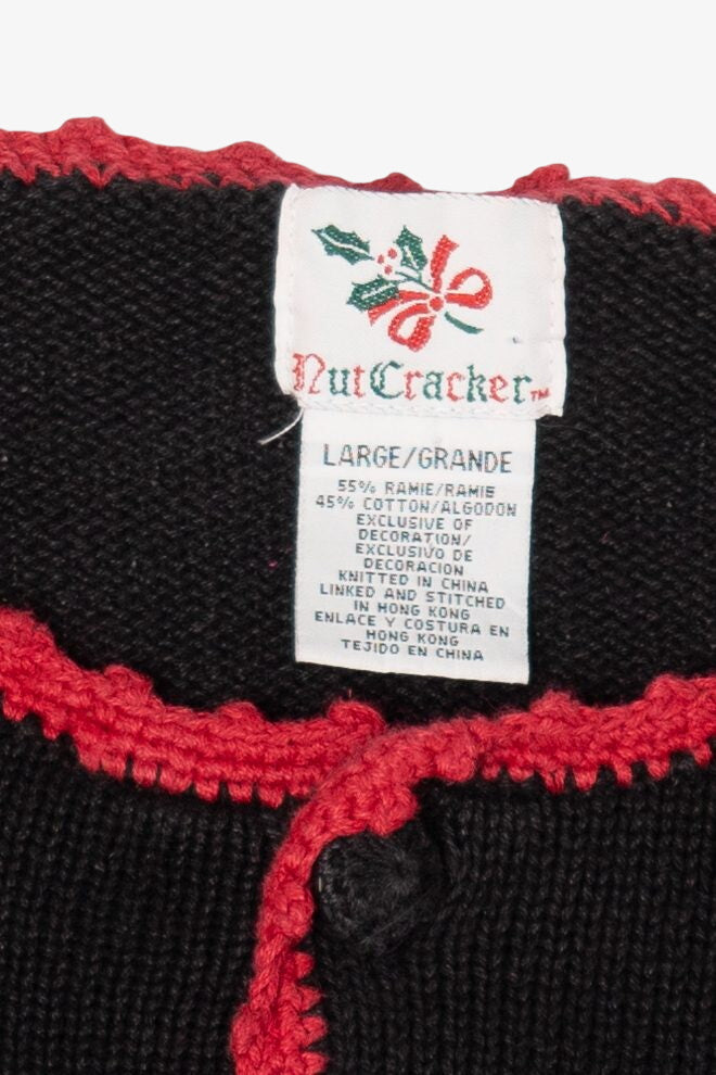 Vintage Black Nutcracker Teddy Bears Christmas Cardigan (1990s)